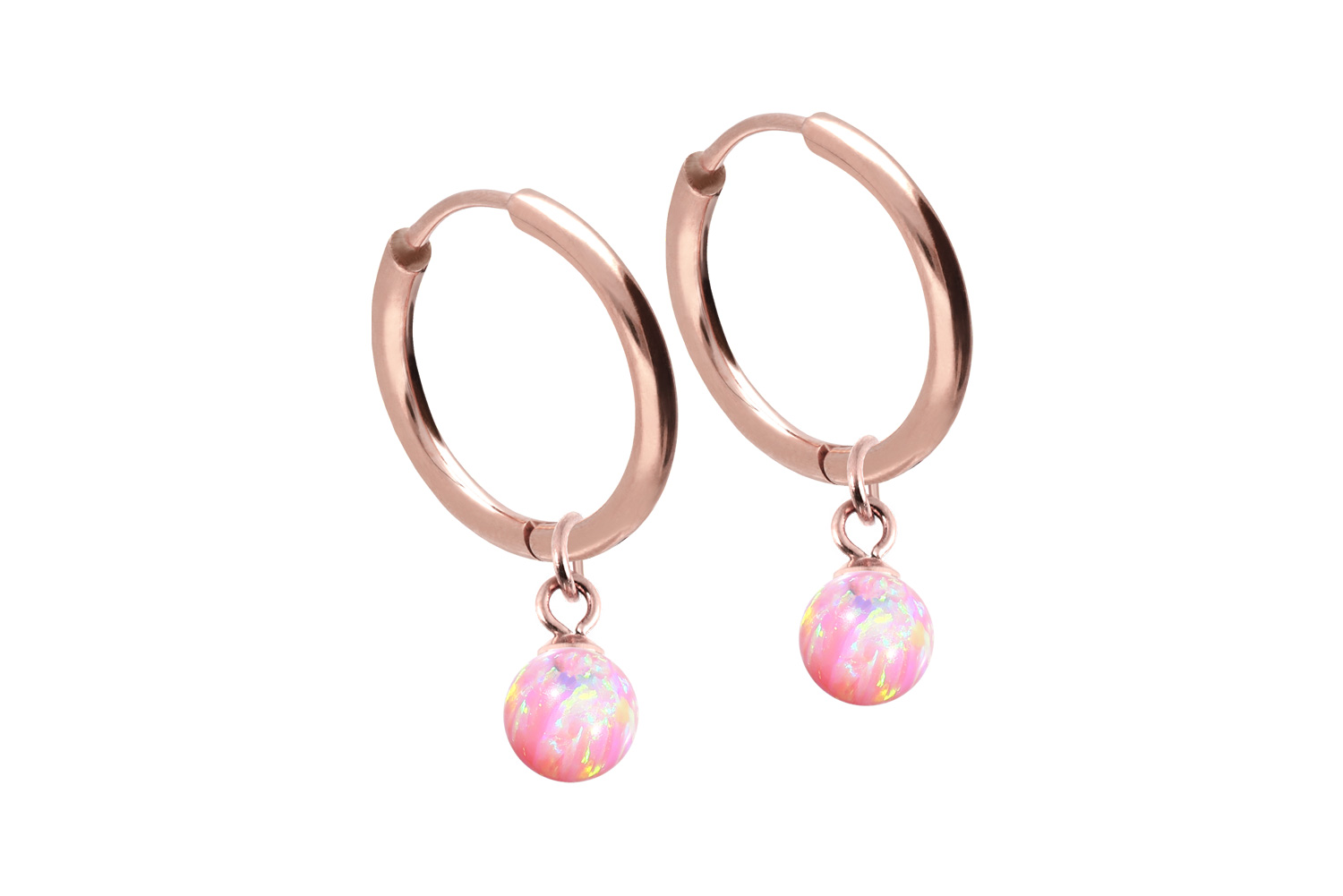 Chirurgenstahl Ohrclicker Creolen SYNTHETISCHER OPAL von Piercingline